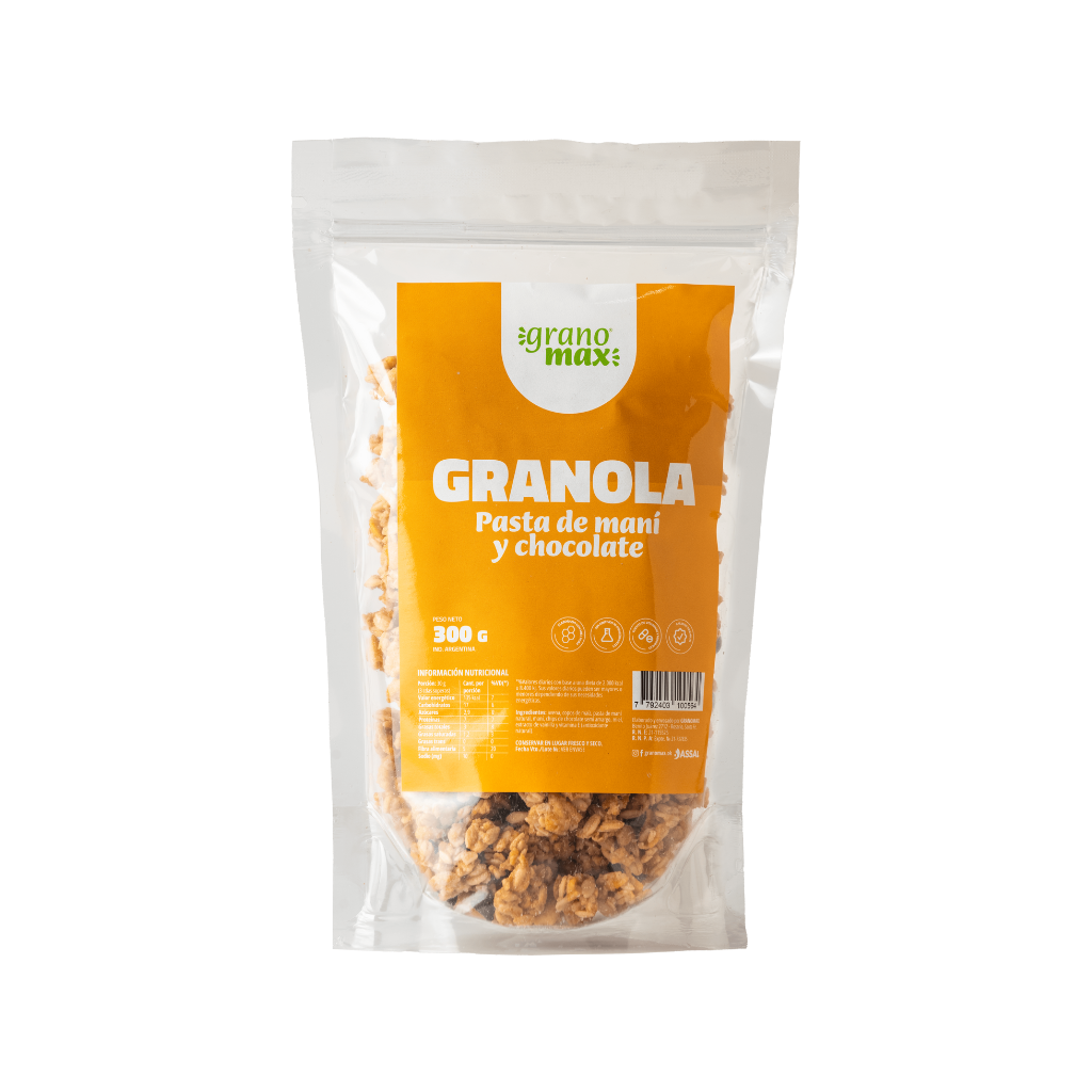 Granola c/PASTA de MANI y CHOCOLATE x300g - Grano Max