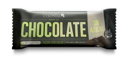 Caja x10u - Barra chocolate 55% s/AZUCAR x100g- Colonial