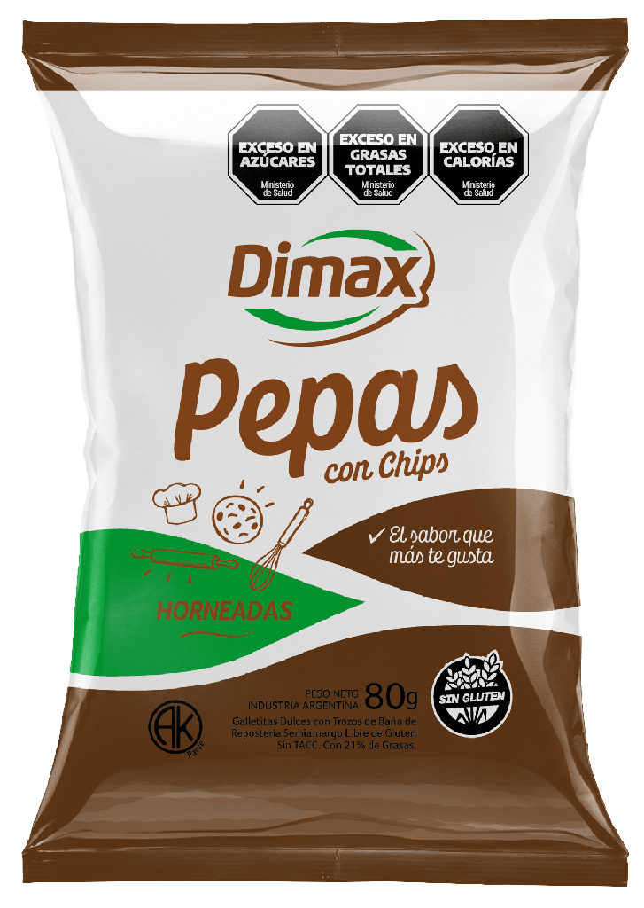 Galletitas PEPAS c/CHIPS de CHOCOLATE x80g - Dimax